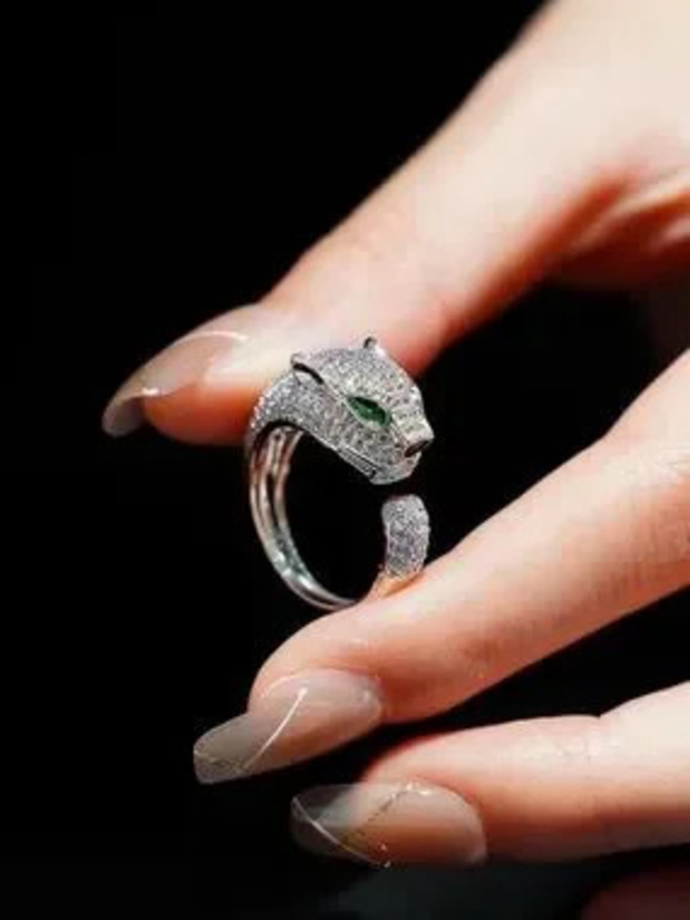 Luxury Panther Wrap Ring with Emerald Eyes
